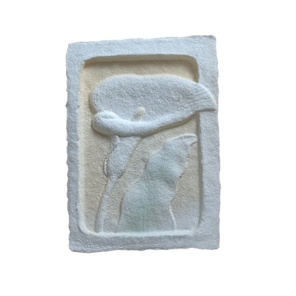 Hand cast paper flowers framed set of 2 Figi graphics signed vintage wall decore - Picture 7 of 9